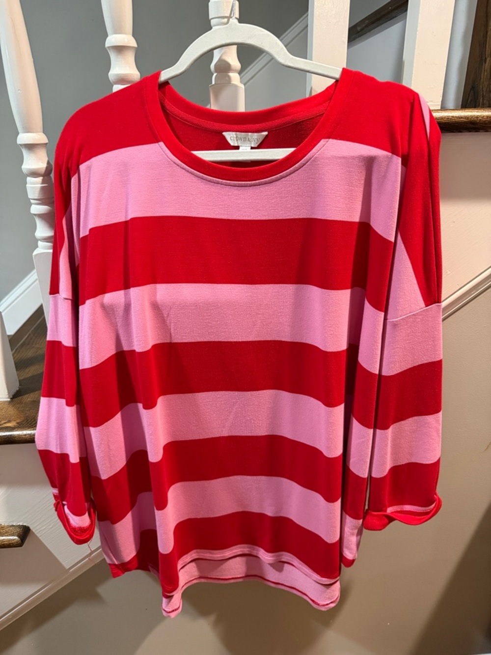 crown & ivy Red and Pink Striped Long-Sleeve Tee